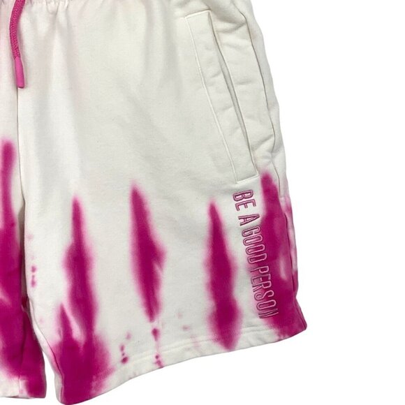 Be A Good Person BAGP Size XS Tie Dye Sweat Shorts White Pink Drawstring - Picture 4 of 8
